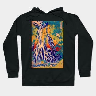 "Pilgrims at Kirifuri Waterfall on Mount Kurokami" by Katsushika Hokusai (1831-32) TECHNICOLOR REMASTERED Hoodie